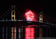 Fireworks over Mackinac Bridge